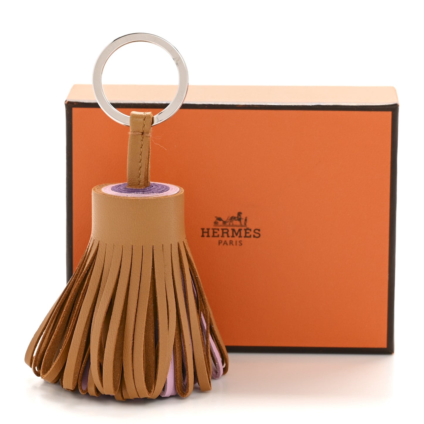 Lambskin Tri-Color Carmen Tassel Key Holder Sesame Mauve Sylvestre
