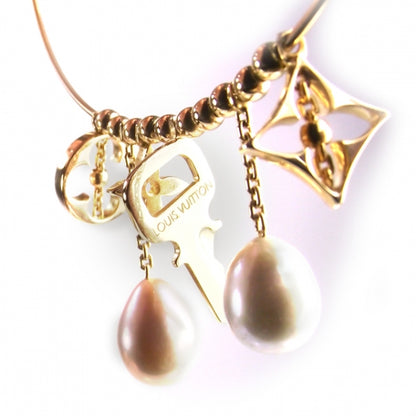 Louis Vuitton 18k Yellow Gold Pearl Monogram Hoop Earrings 5 of 8