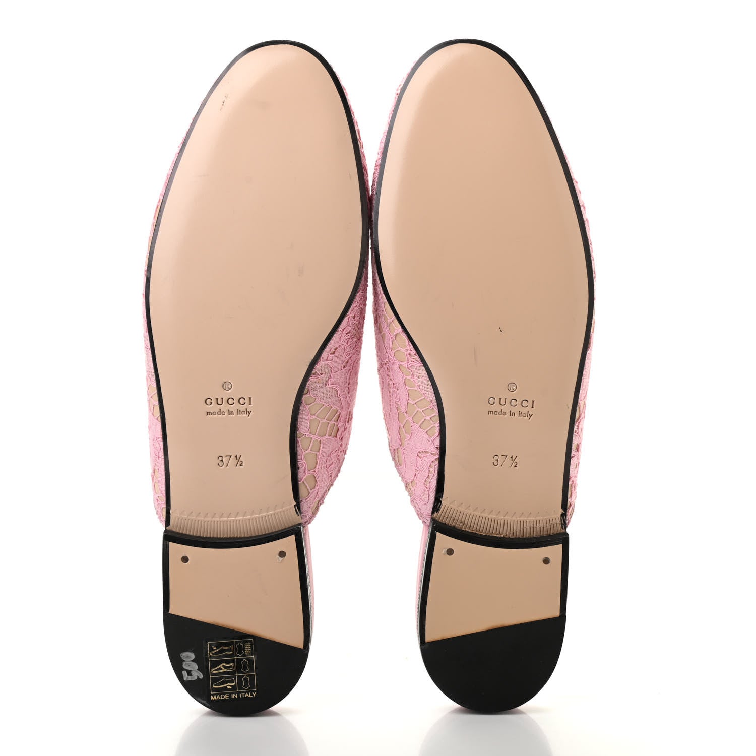 Gucci Lace Malaga Kid Womens Princetown Slippers 37.5 Sugar Pink Skin Rose 5 of 8