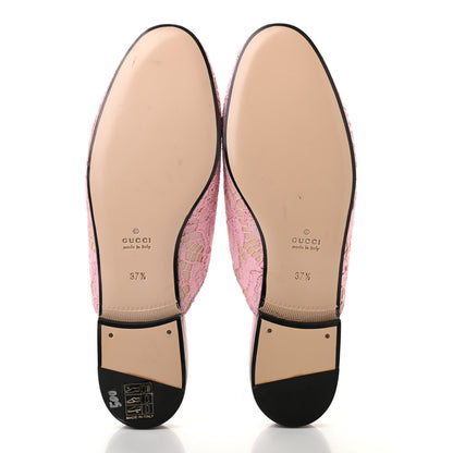 Gucci Lace Malaga Kid Womens Princetown Slippers 37.5 Sugar Pink Skin Rose 5 of 8
