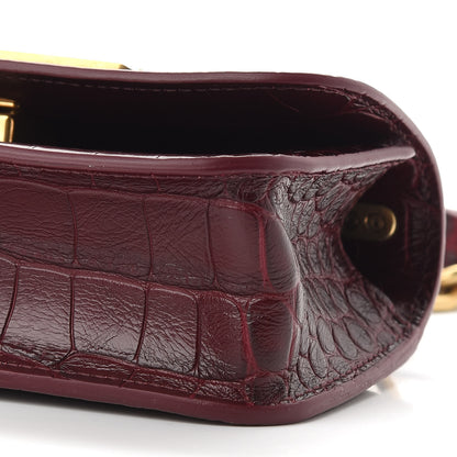 Balenciaga Extra Supple Calfskin Crocodile Embossed Gossip Chain Bag XS Dark Red 8 of 8