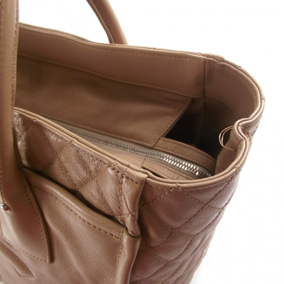 Leather Quilted Shopping Tote