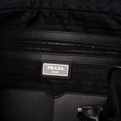 Prada Tessuto Nylon Saffiano Metal Triangle Logo Work Bag Black 6 of 8