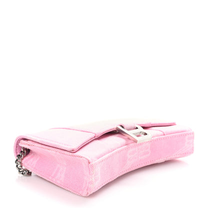 Balenciaga Washed Denim BB Monogram XS Hourglass Wallet On Chain Pink 4 of 10