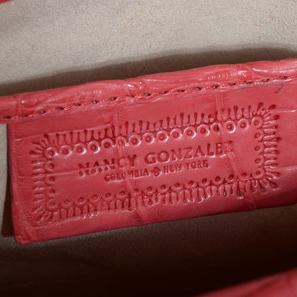 Nancy Gonzalez Crocodile Envelope Convertible Clutch Coral 7 of 8