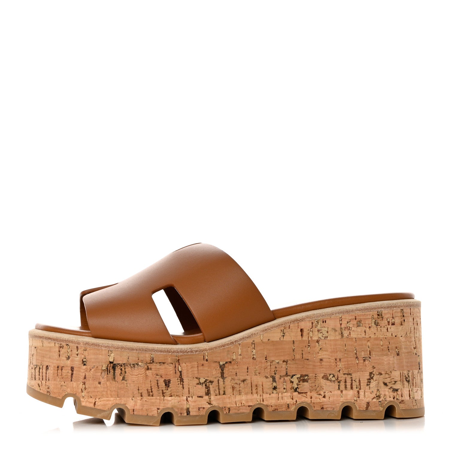 Hermes Calfskin Cork Eze 30 Sandals 36 Marron Glaise 1 of 10