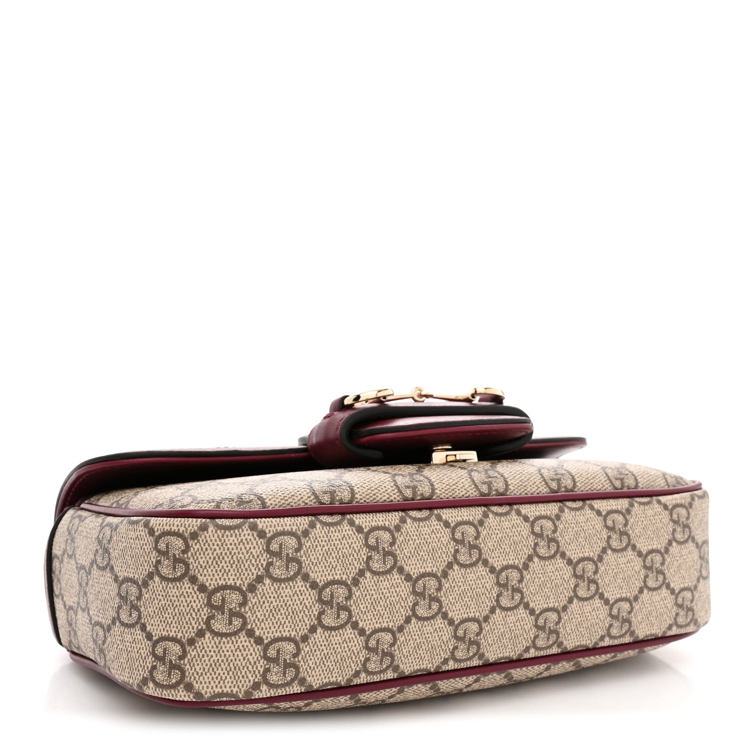 Gucci GG Supreme Monogram Horsebit 1955 Small Soft Top Handle Shoulder Bag Beige Dark Red 4 of 10
