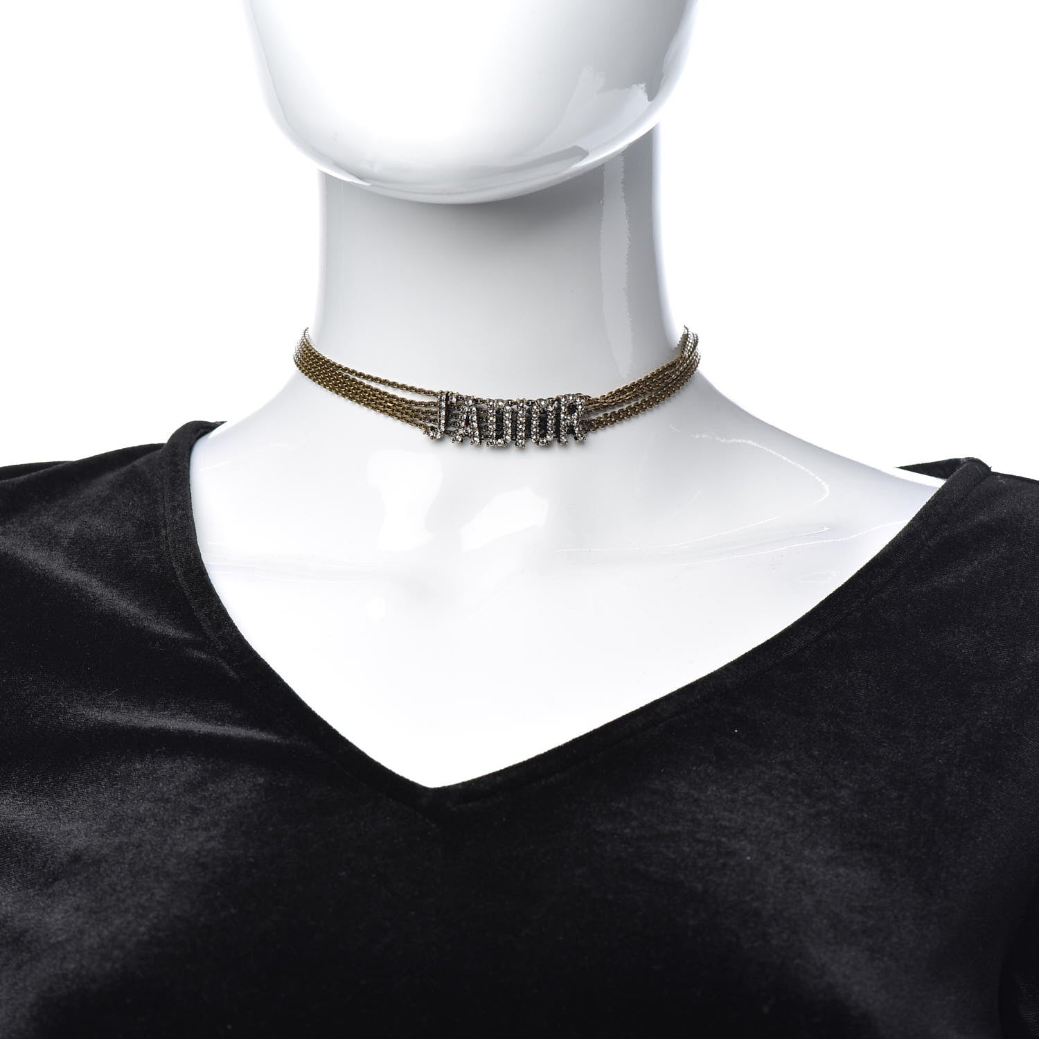 Christian Dior Metal J'Adior Choker Necklace Aged Gold 2 of 4