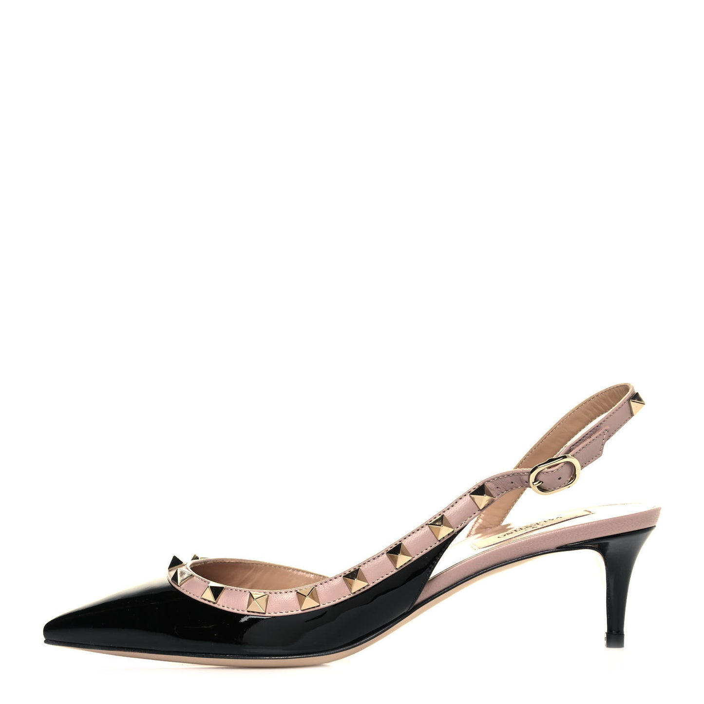 Patent Nappa Rockstud Half D'Orsay Slingback 50mm Pumps 39 Black Poudre