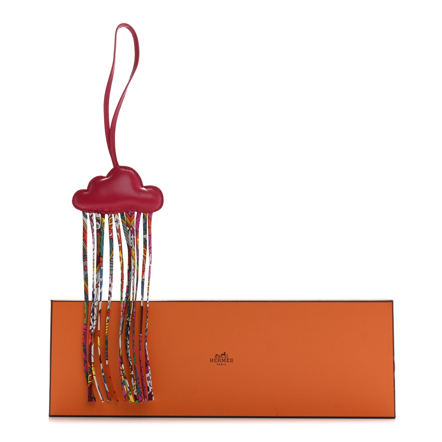 Hermes Swift Silk Twill Cord Cloud Bag Charm Rose Pourpre 4 of 4