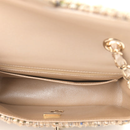 Chanel Tweed Quilted Mini Rectangular Flap Beige 4 of 9