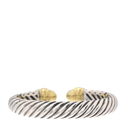 David Yurman Sterling Silver 18K Yellow Gold Diamond 10mm Waverly Bracelet 3 of 4