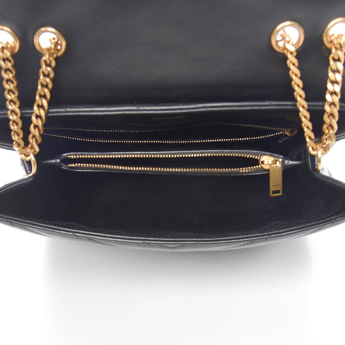 Calfskin Y Quilted Monogram Medium Loulou Chain Satchel Black