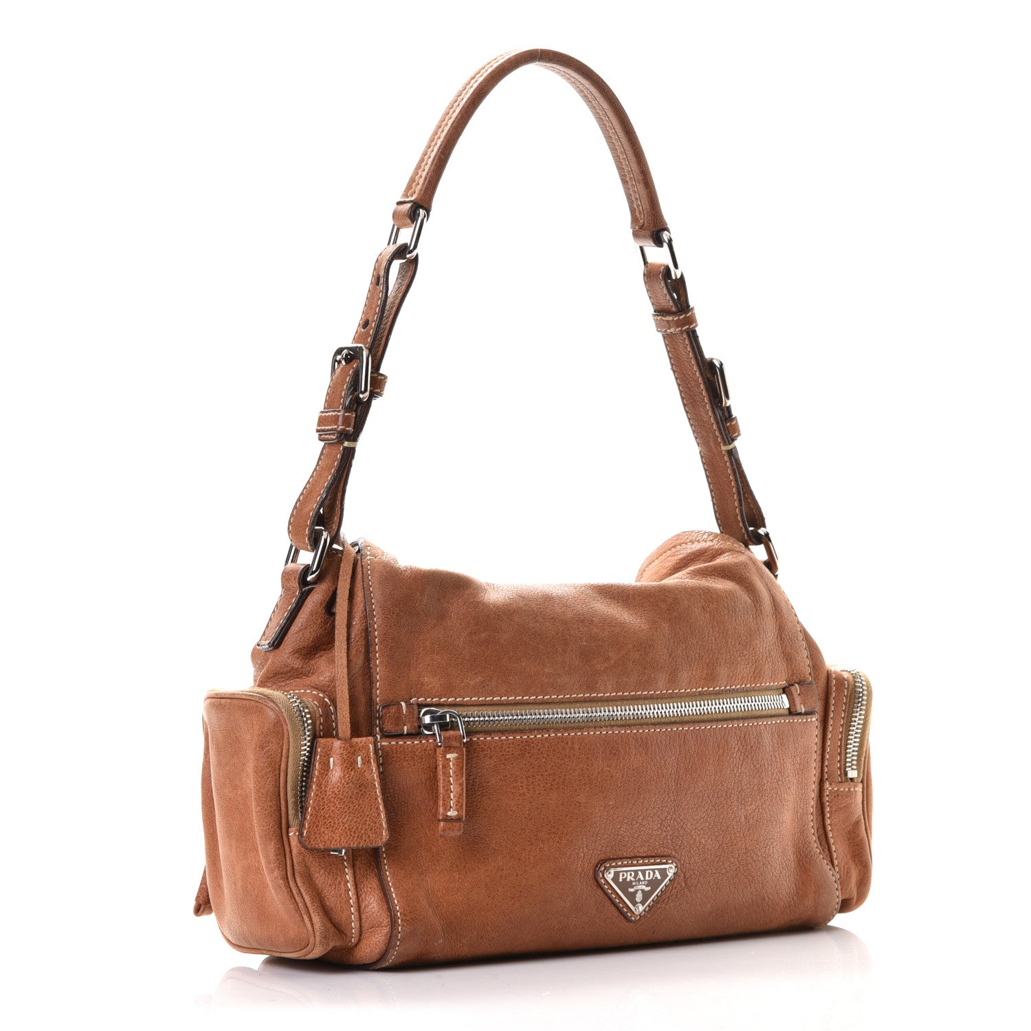Prada Cervo Antik Easy A Foldover Pushlock Flap Shoulder Bag Cammello 2 of 6