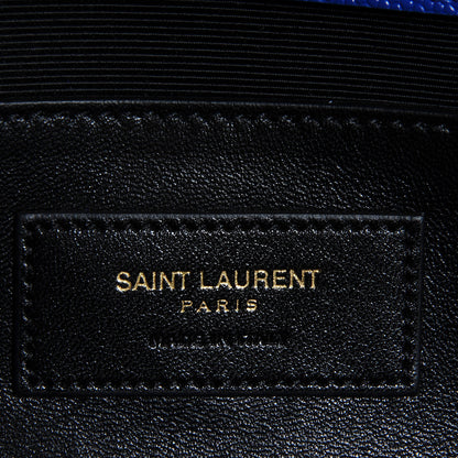 Saint Laurent Textured Calfskin Classic Monogram Clutch Royal Blue 6 of 8