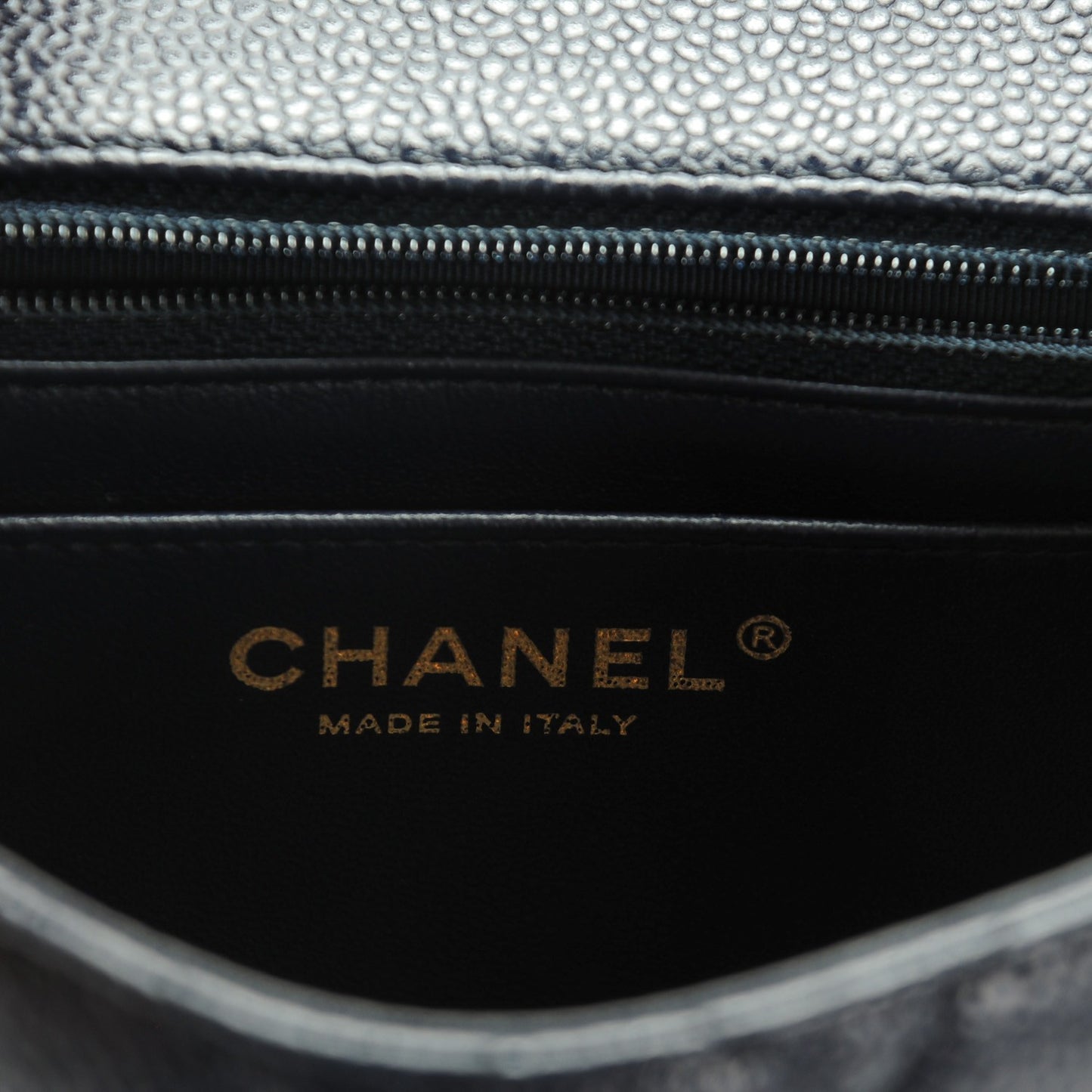 Caviar Quilted Mini Square Flap Navy