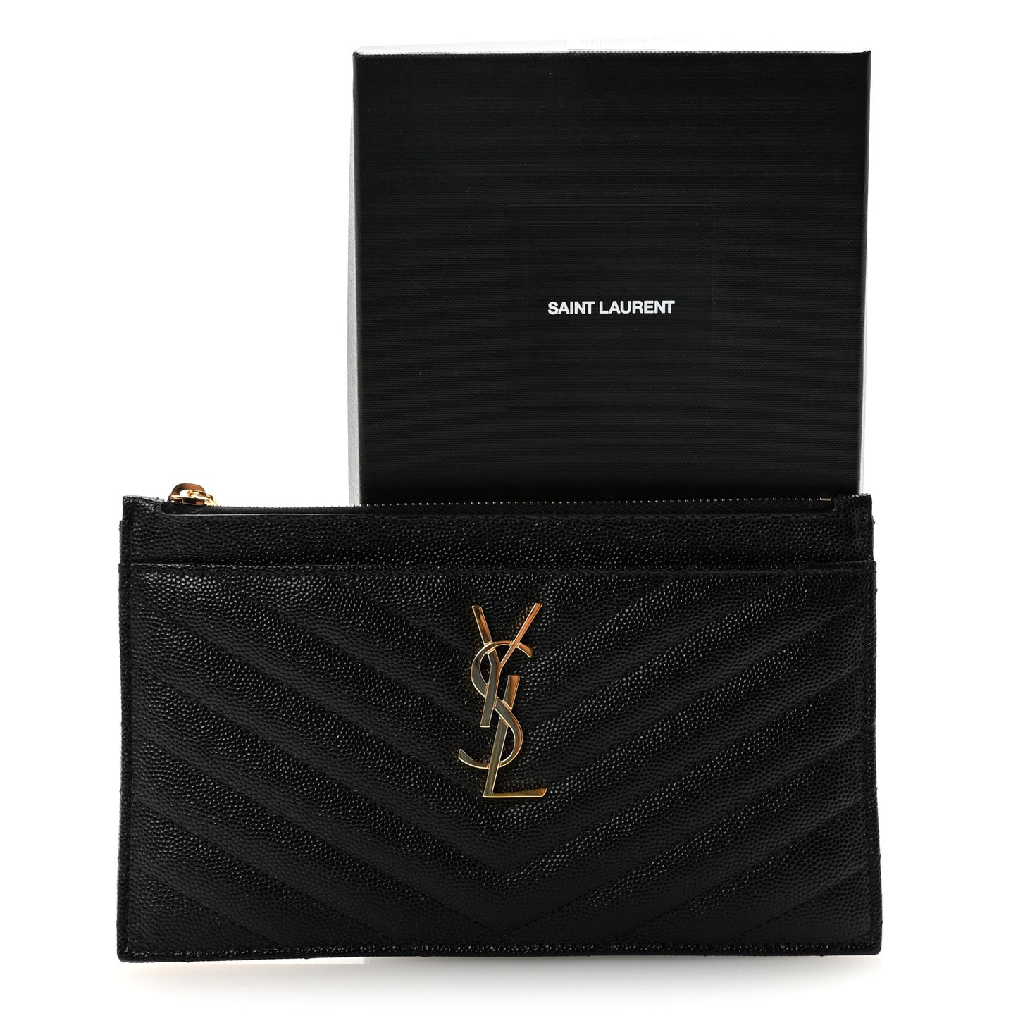 Grain De Poudre Chevron Monogram Bill Pouch Black