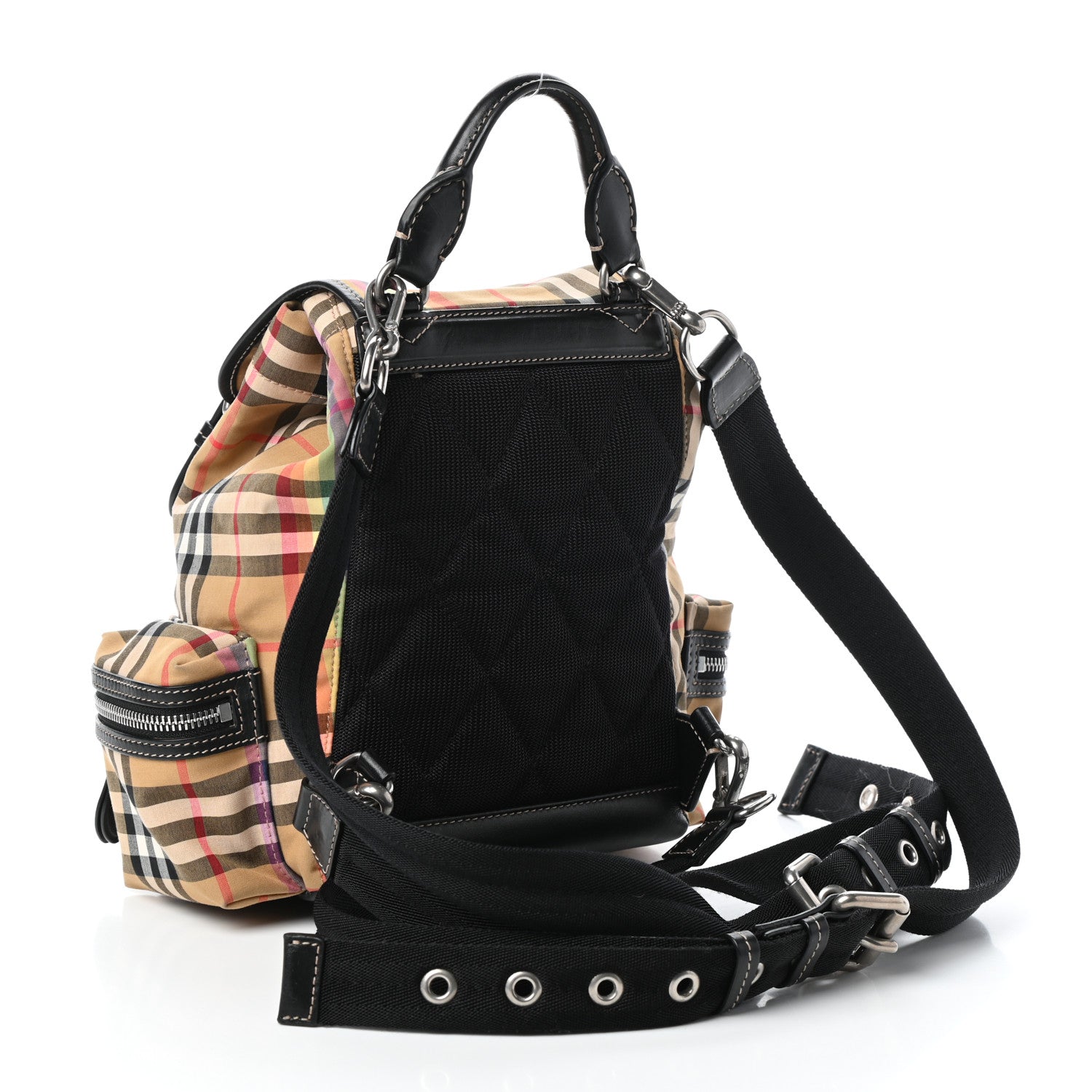 Burberry Vintage Rainbow Check Small Rucksack Backpack Antique Yellow 3 of 9