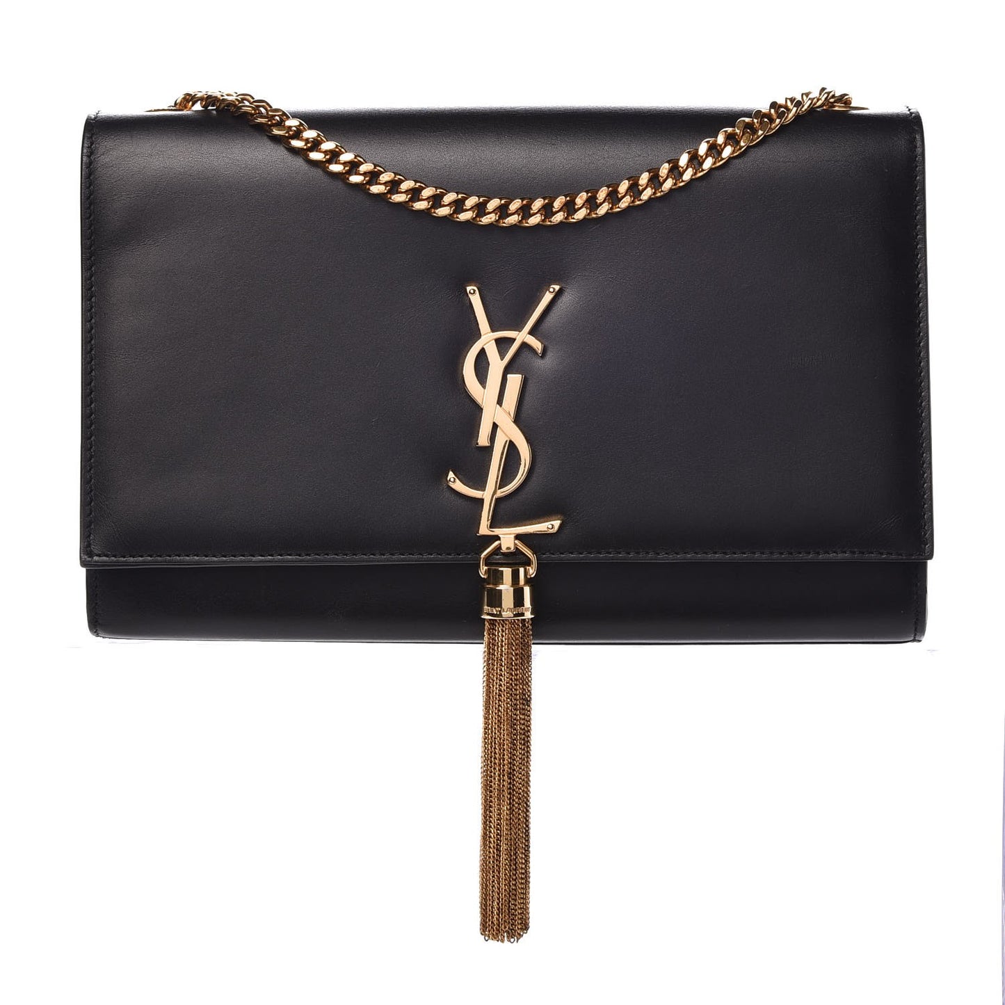 Smooth Calfskin Medium Classic Monogram Kate Tassel Satchel Black