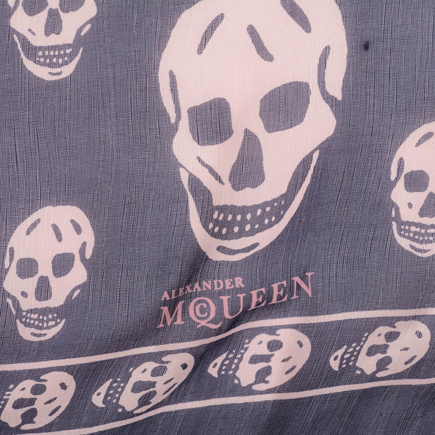 Silk Chiffon Skull Scarf Navy Pink