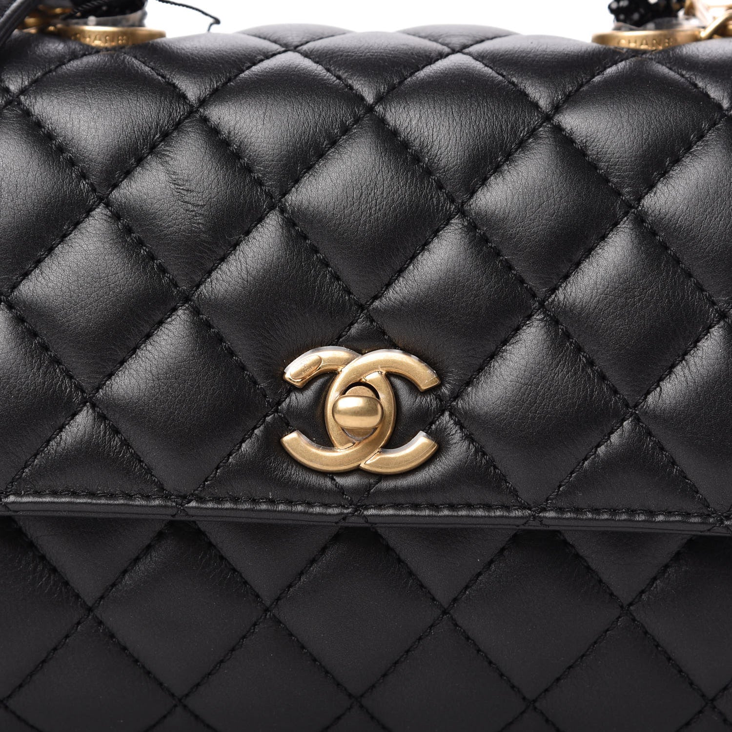 Chanel Calfskin Strass Quilted Mini Coco Handle Flap Black 10 of 10