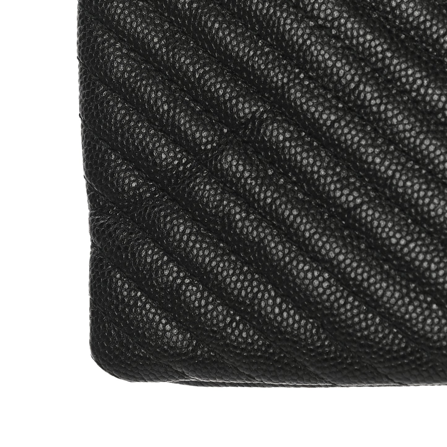 Caviar Chevron Quilted Small Zipped Boy Pouch Black