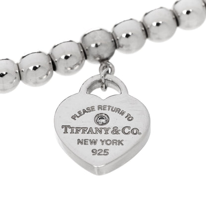 Tiffany Sterling Silver Enamel Diamond 4mm Return to Tiffany Heart Tag Bead Bracelet Blue 5 of 9
