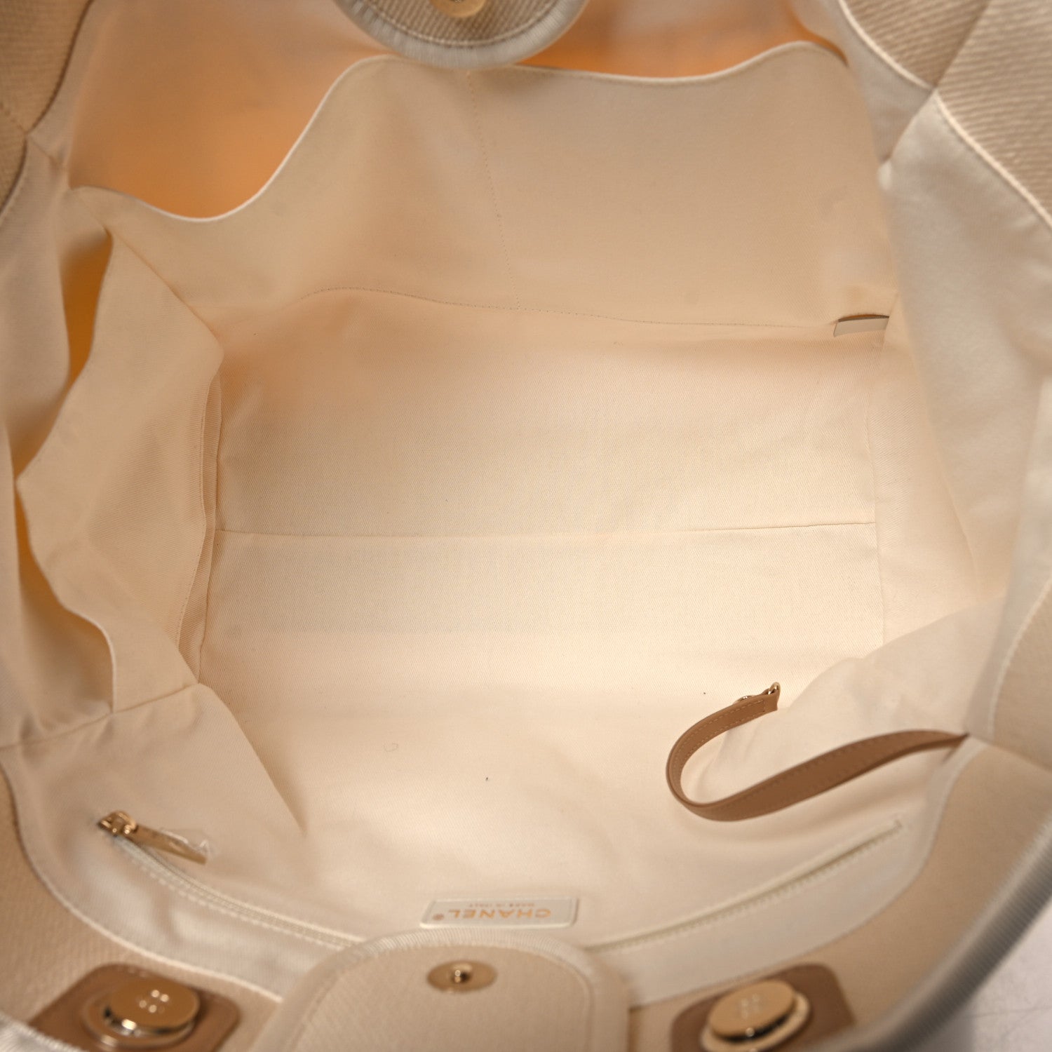 Chanel Canvas Pearl Large Deauville Tote Ecru Beige 5 of 10