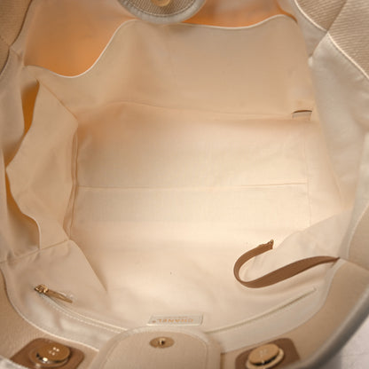 Chanel Canvas Pearl Large Deauville Tote Ecru Beige 5 of 10