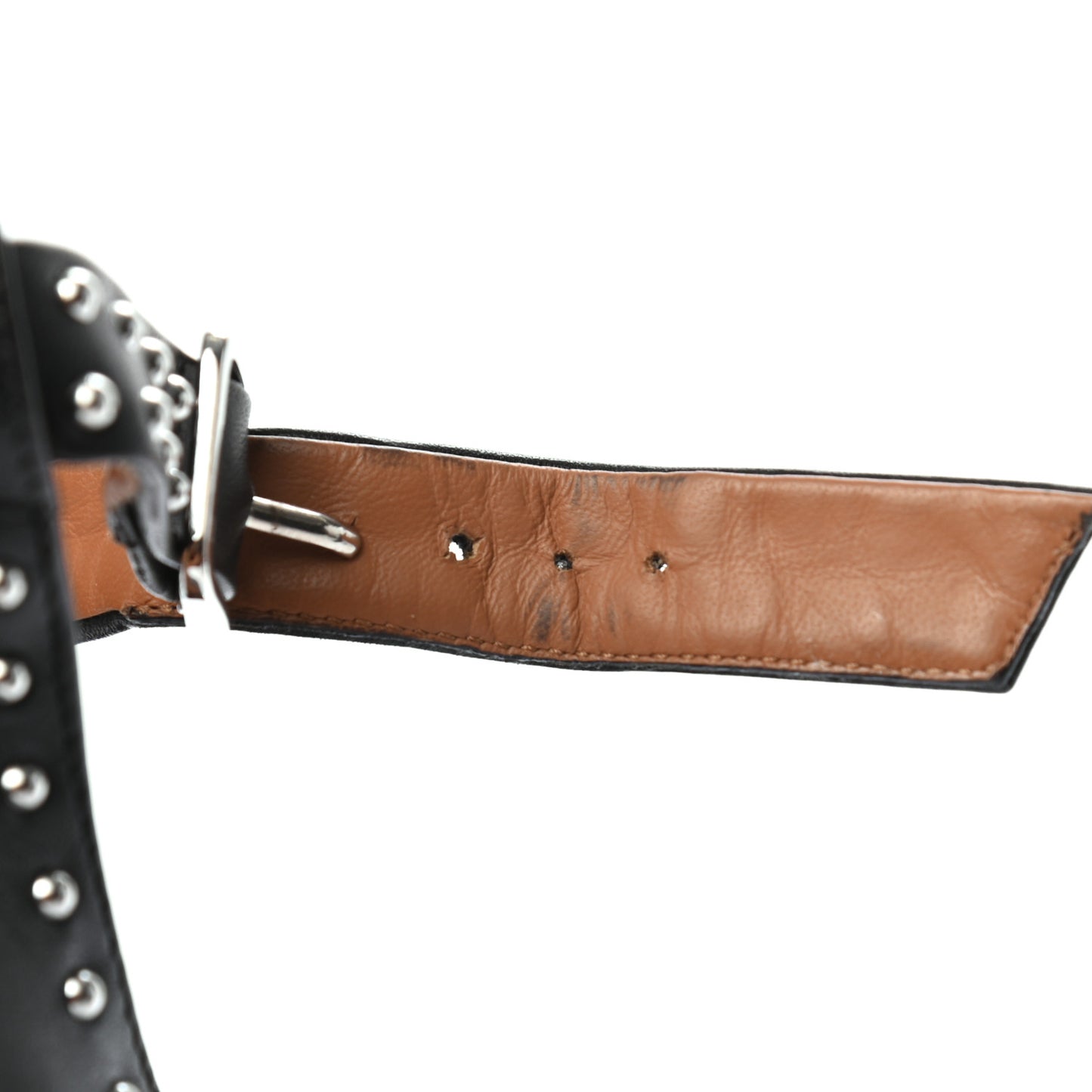 Calfskin Studded Elegant T-Strap Sandals 39.5 Black