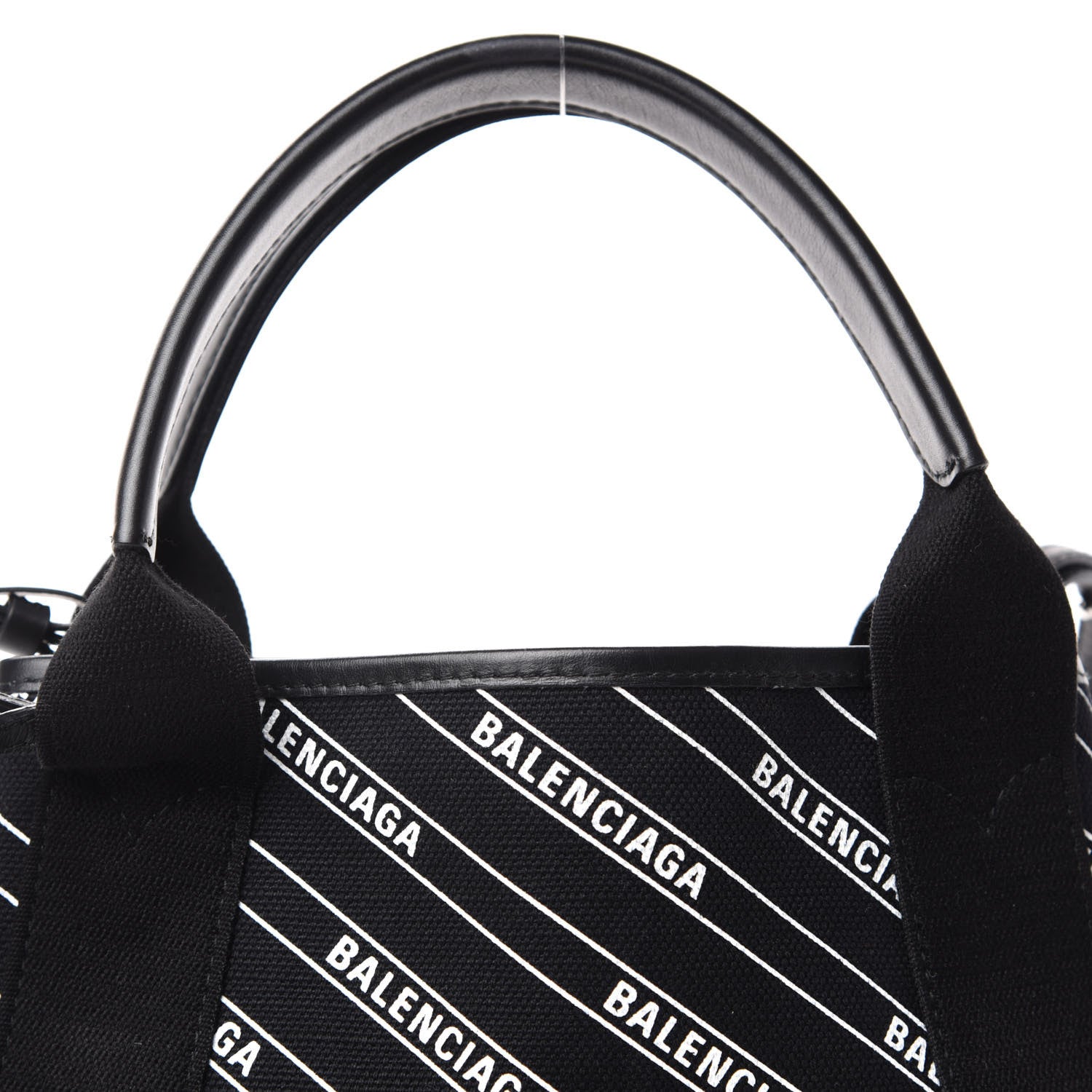 Balenciaga Cotton Canvas Calfskin Logo Print Navy Cabas XS Black White 10 of 10