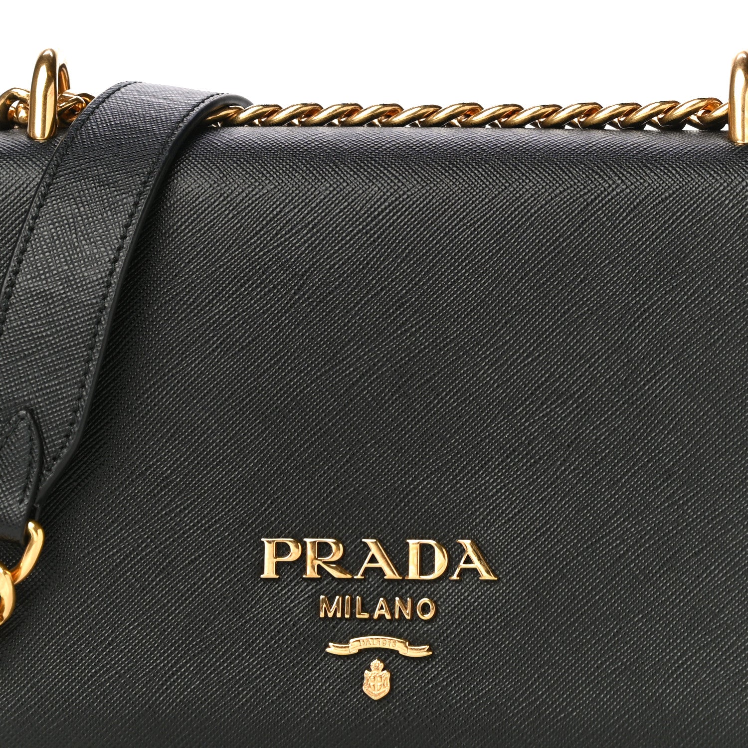 Prada Saffiano Soft Calfskin Chain Crossbody Bag Black 6 of 11