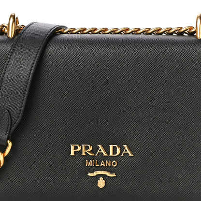 Prada Saffiano Soft Calfskin Chain Crossbody Bag Black 6 of 11
