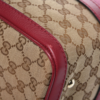 Gucci Monogram Cellarius Calfskin Vintage Web Medium Boston Beige Ebony Soft Burgundy Peonia Flower 9 of 13
