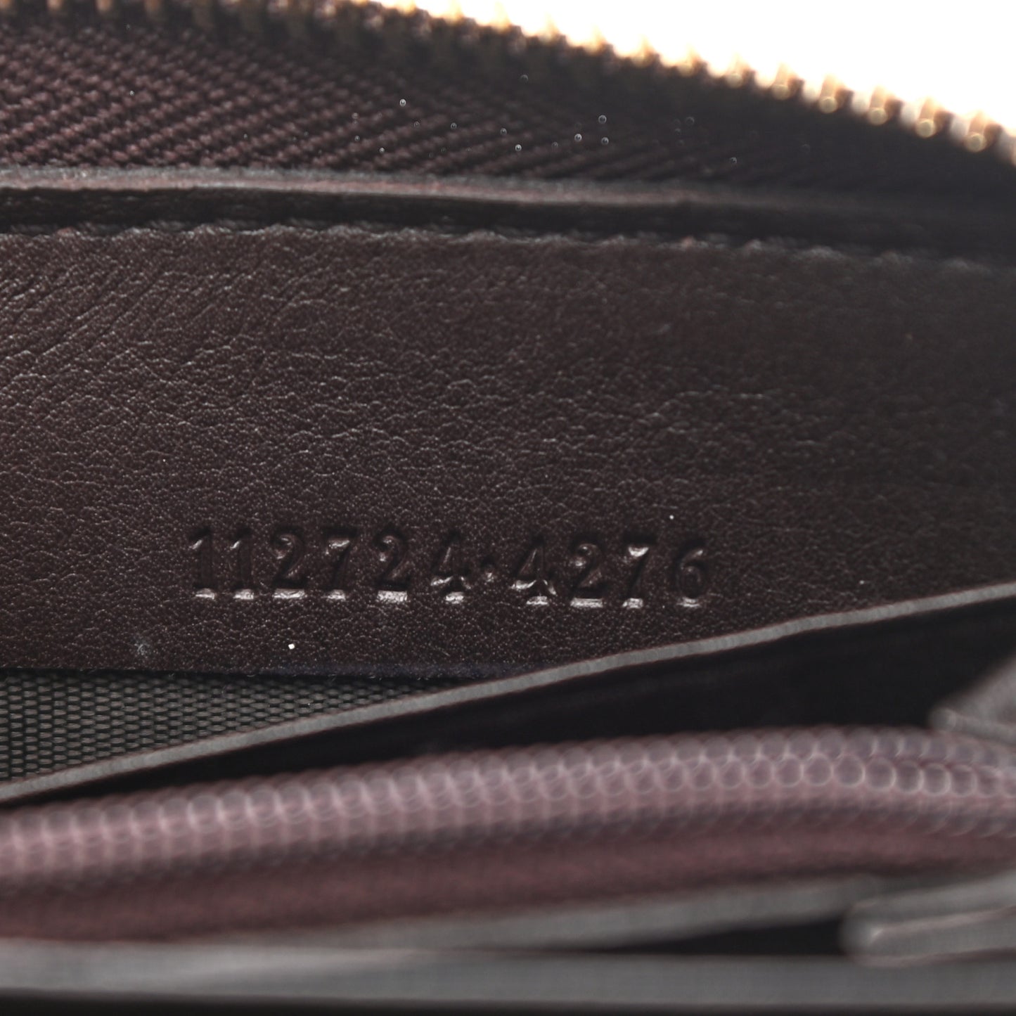 Guccissima Margaux Calfskin Metal Bar Zip Around Wallet Chocolate