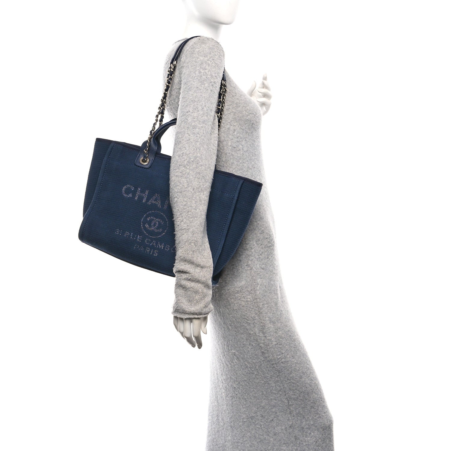 Chanel Mixed Fibers Small Deauville Tote Navy 2 of 11