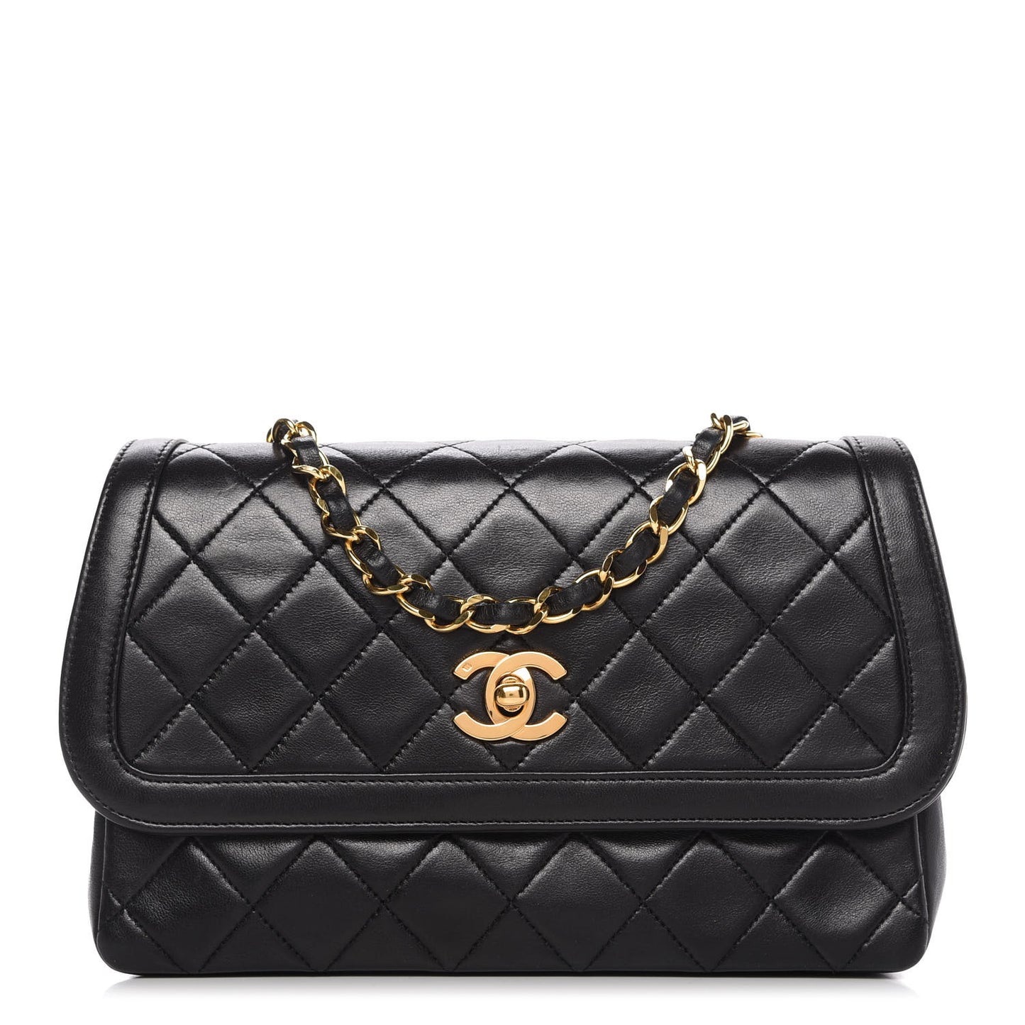 Lambskin Quilted Small Single Flap Black