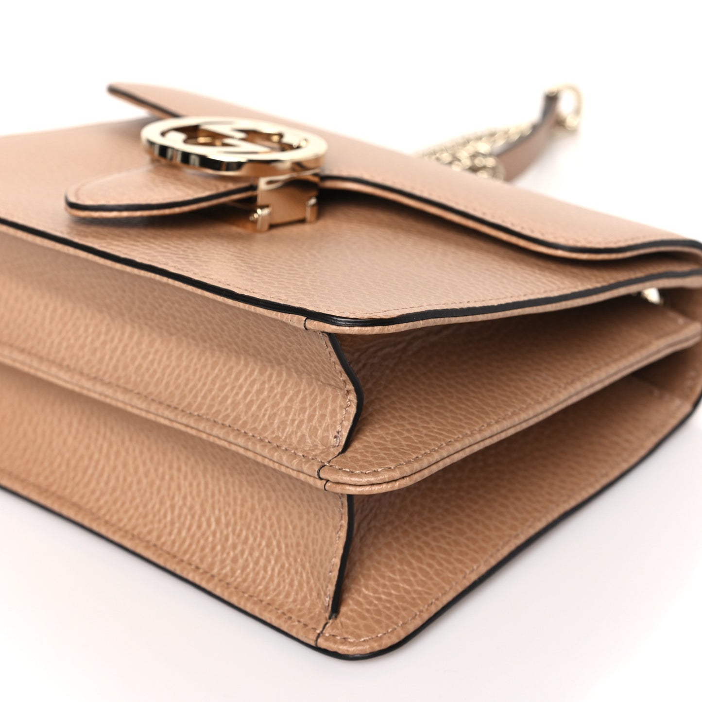 Dollar Calfskin Small Interlocking G Shoulder Bag Camelia