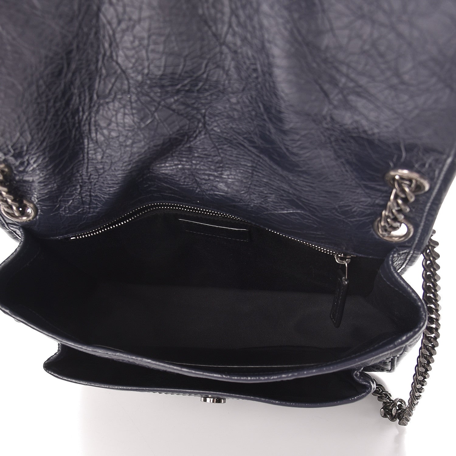 Saint Laurent Crinkled Calfskin Matelasse Medium Niki Chain Satchel Deep Marine 5 of 9