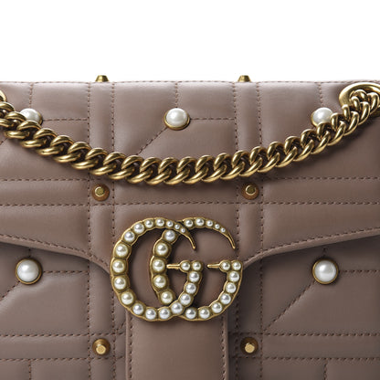 Gucci Calfskin Matelasse Studded Mini Pearly GG Marmont Shoulder Bag Porcelain Rose 10 of 10