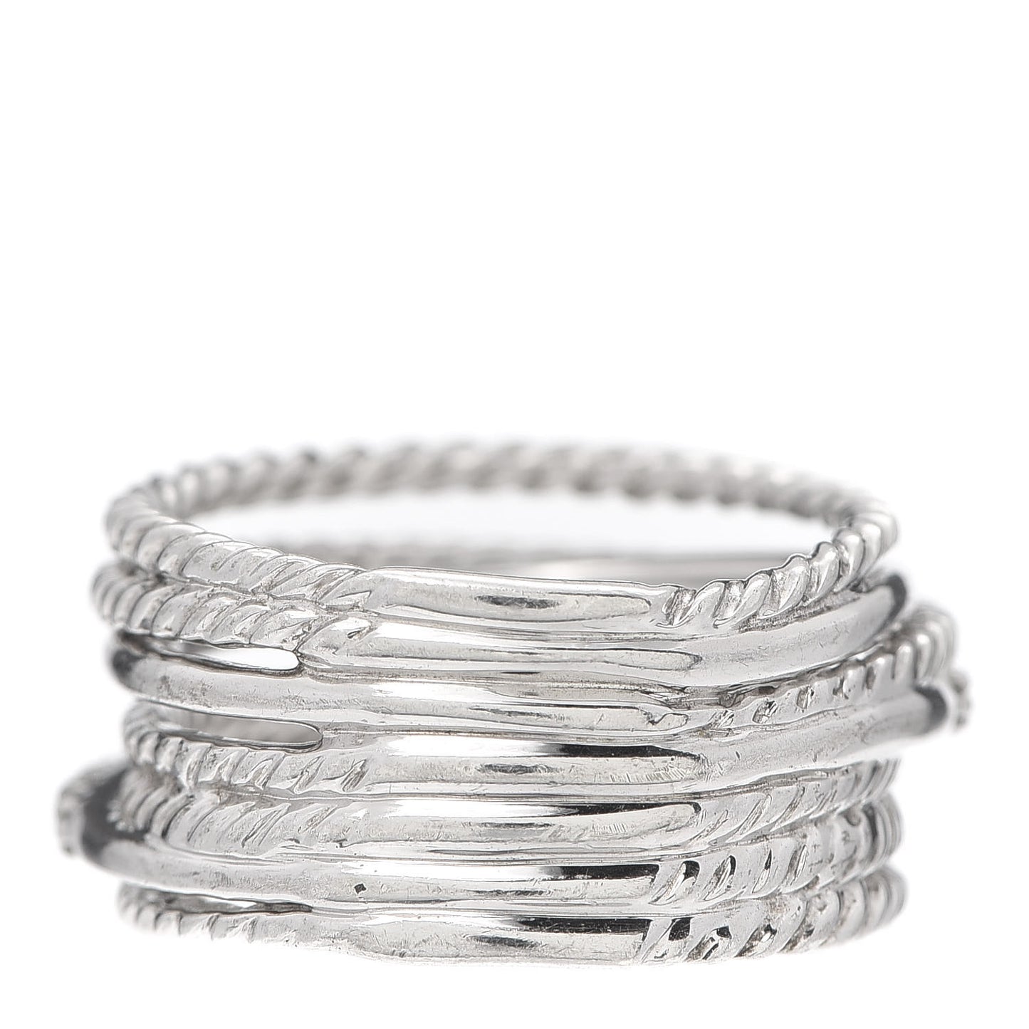 Sterling Silver Diamond 11mm Wide Crossover Cable Ring 52 6