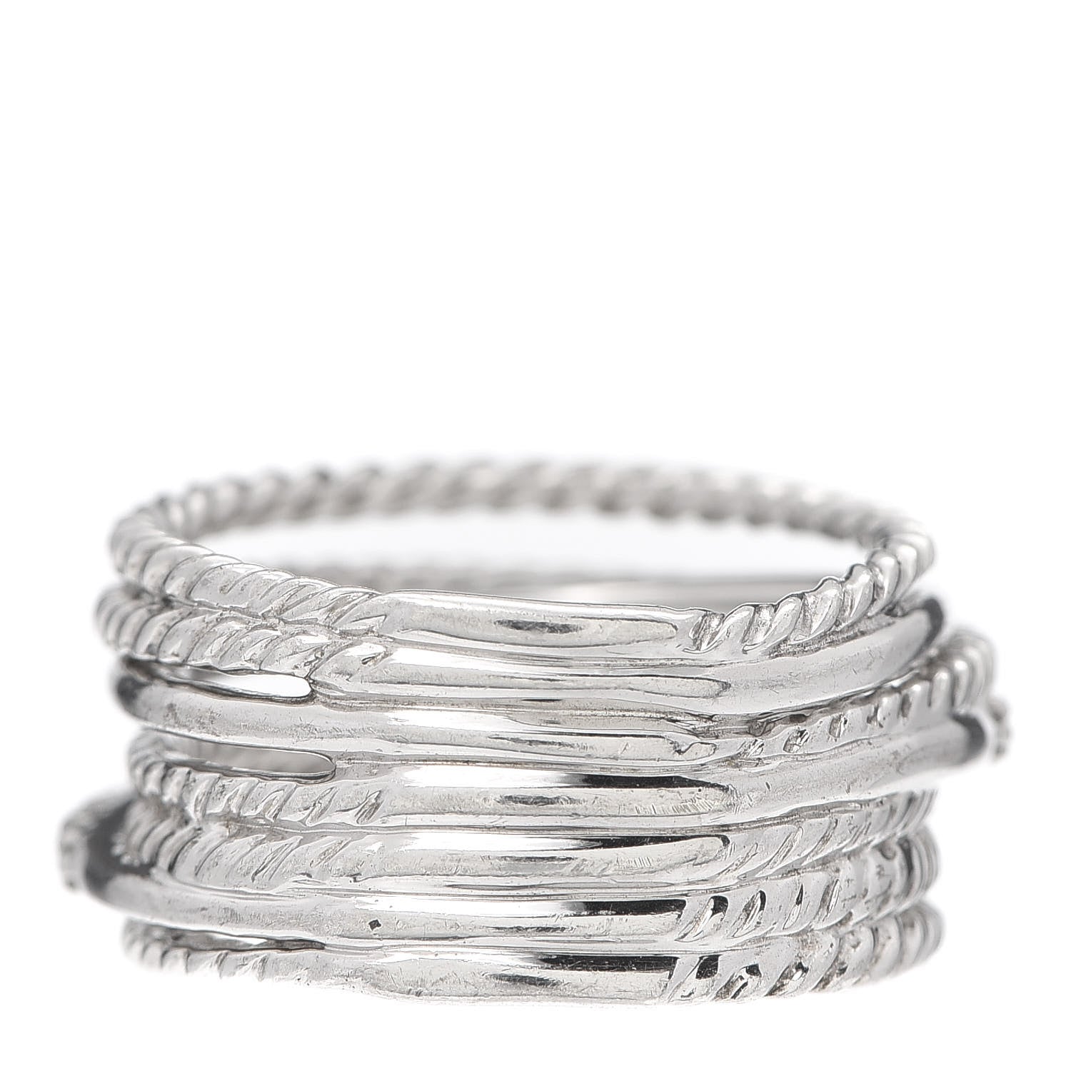 David Yurman Sterling Silver Diamond 11mm Wide Crossover Cable Ring 52 6 3 of 4