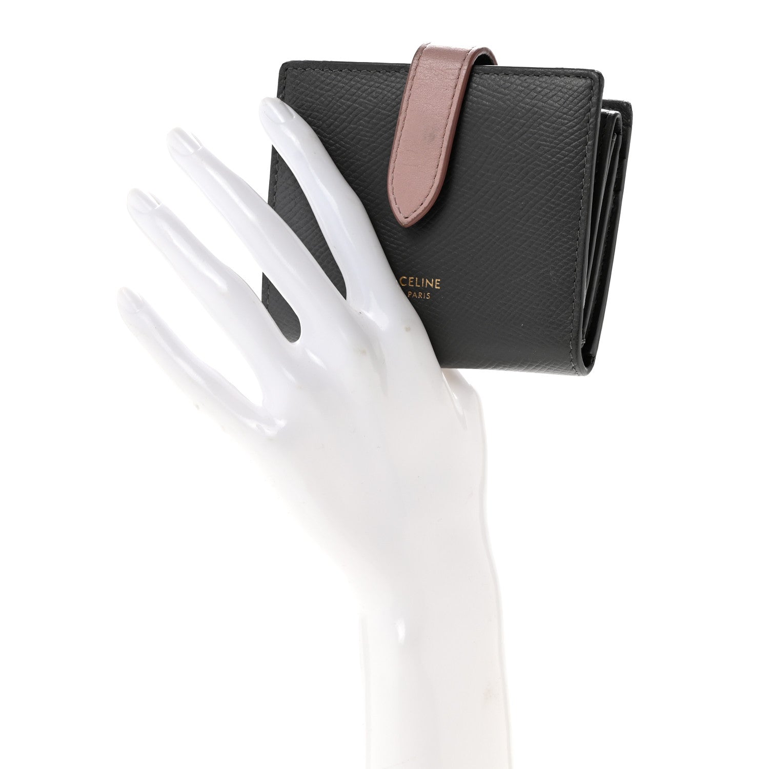 Celine Grained Calfskin Medium Multifunction Strap Wallet Grey Vintage Pink 2 of 11