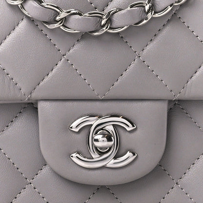 Chanel Lambskin Quilted Mini Rectangular Flap Grey 9 of 12