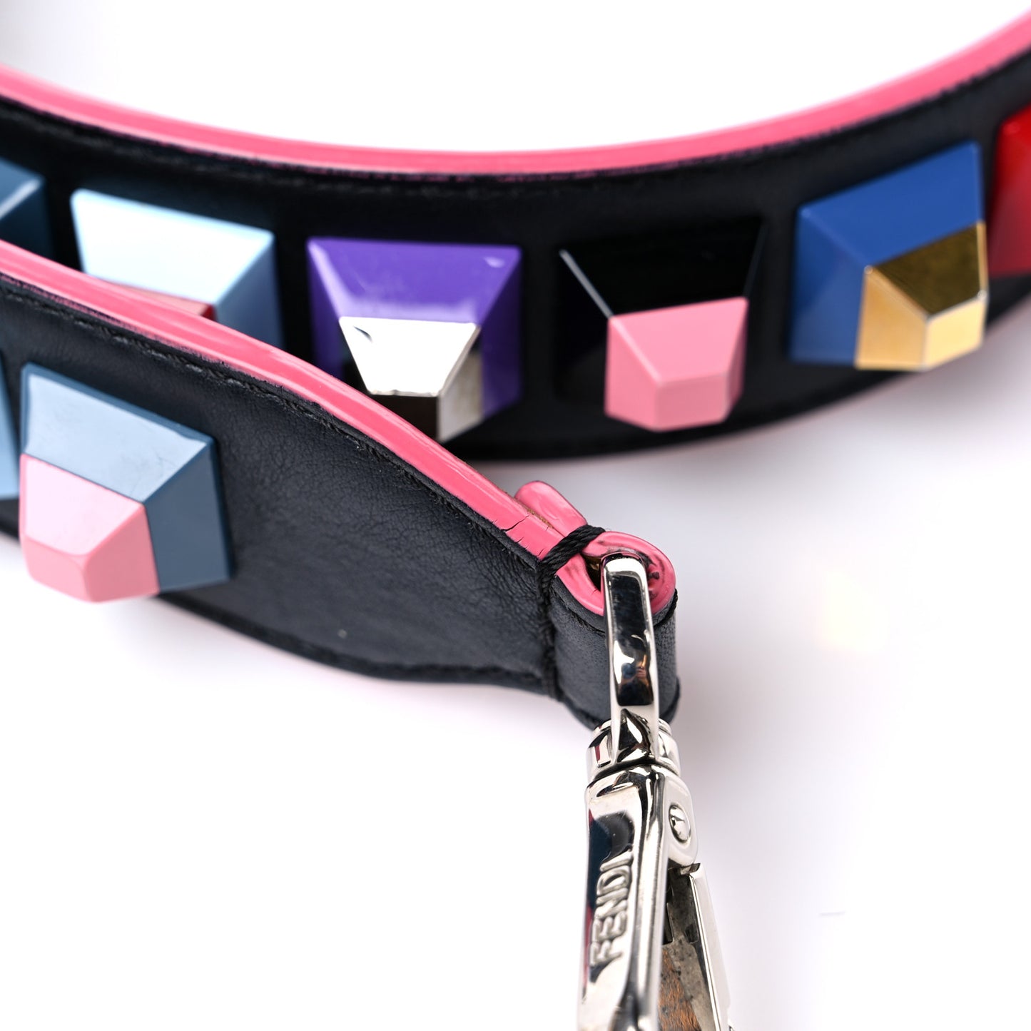 Vitello Dolce Plexiglass Bi-Color Studded Strap You Black Brownie Multicolor