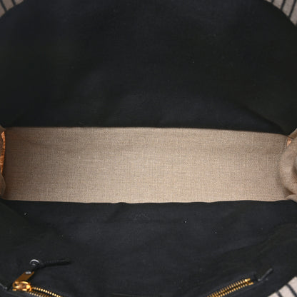 Saint Laurent Embroidered Cotton Linen Rive Gauche Noe Tote Natural Black 5 of 10