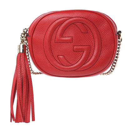 Gucci Pebbled Calfskin Mini Soho Chain Bag Tabasco Red 1 of 11