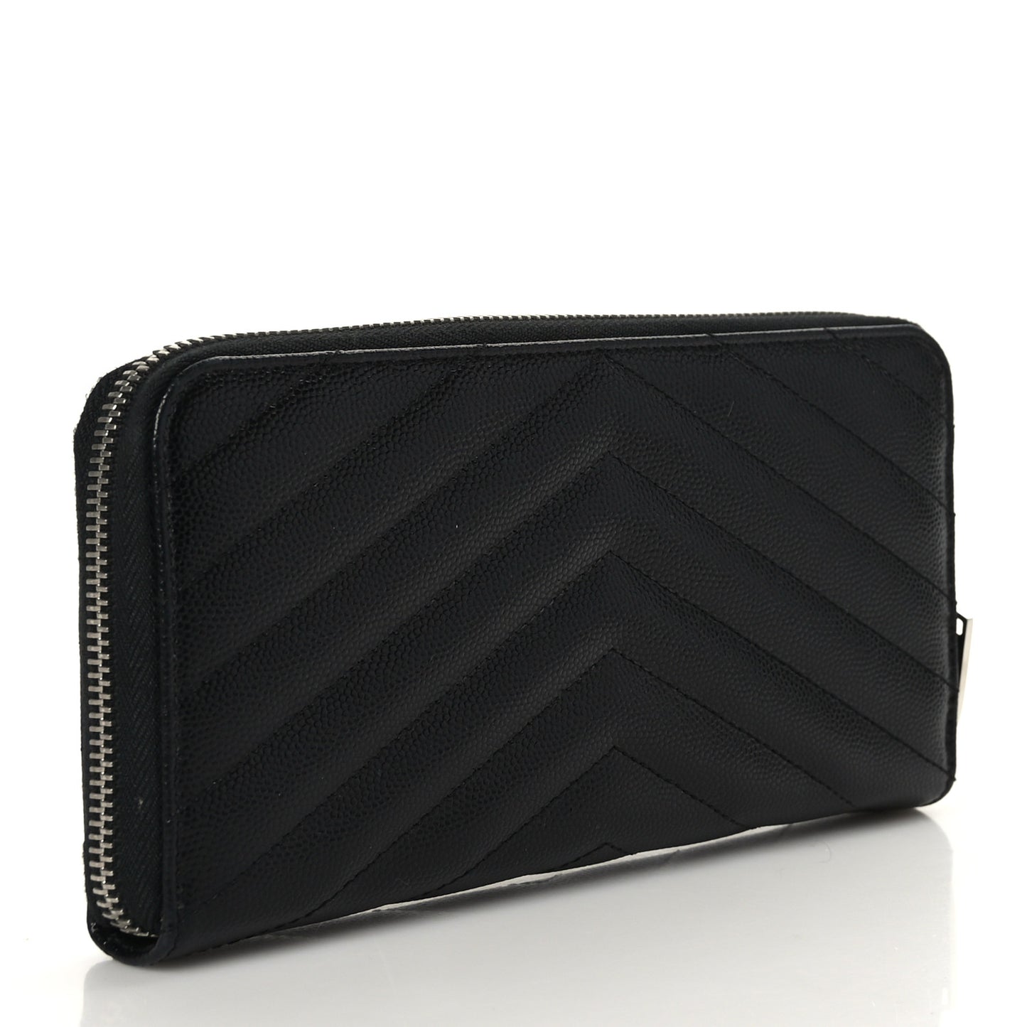 Grain De Poudre Matelasse Chevron Monogram Zip Around Wallet Black