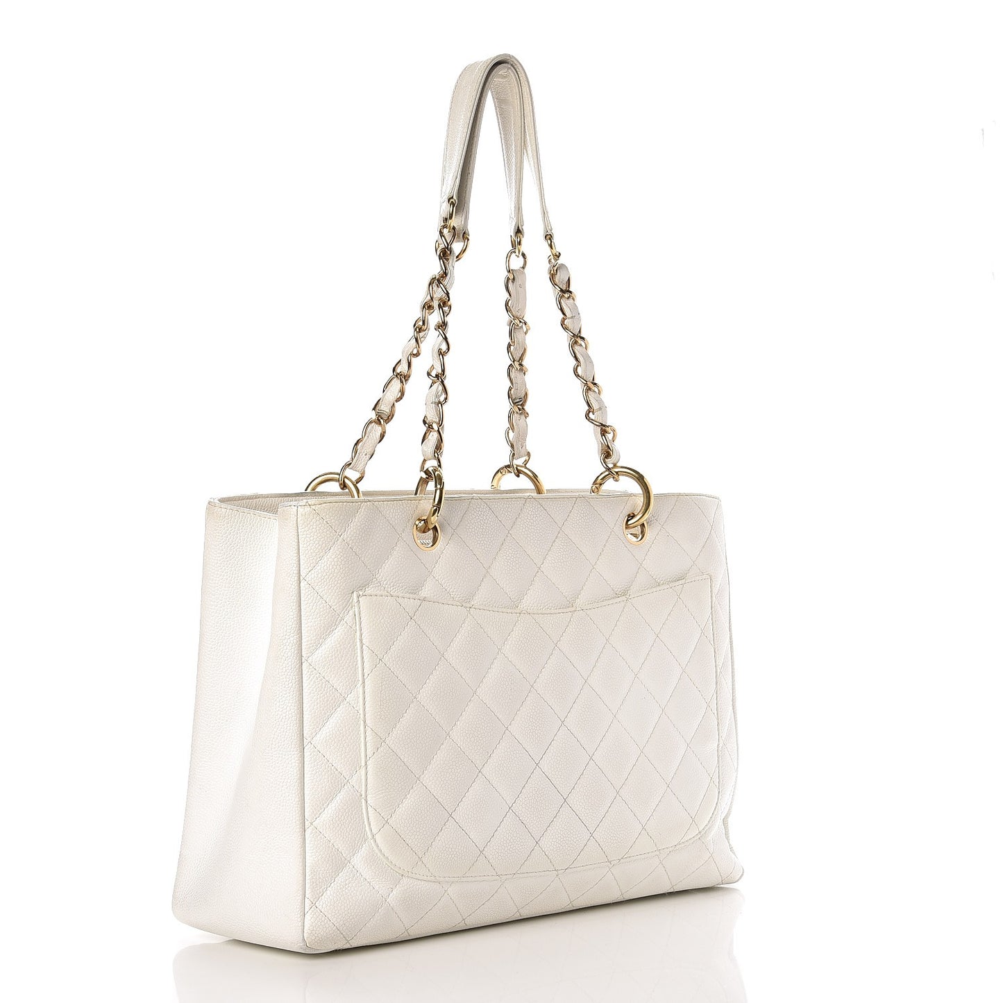 Caviar Quilted Grand Shopping Tote GST White