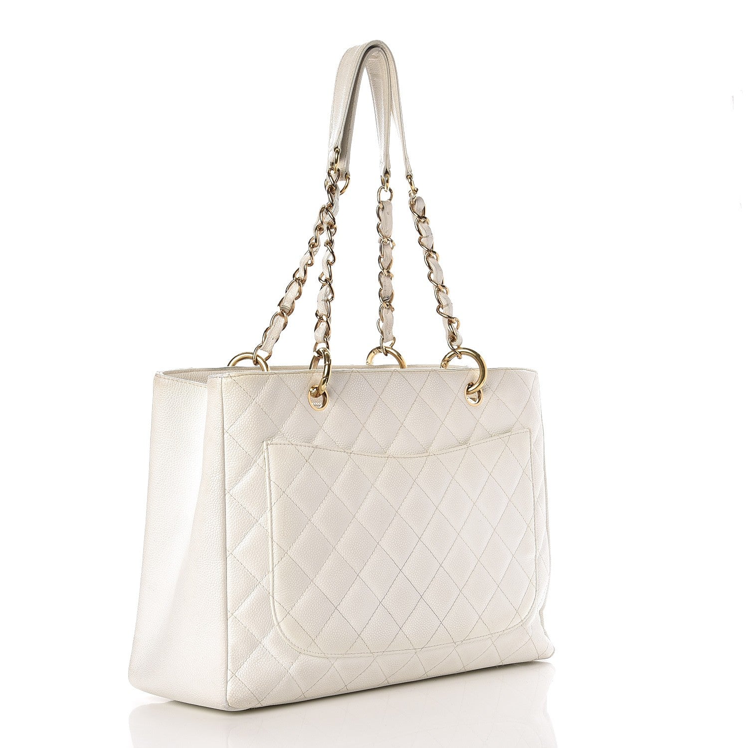 Chanel Caviar Quilted Grand Shopping Tote GST White 3 of 17